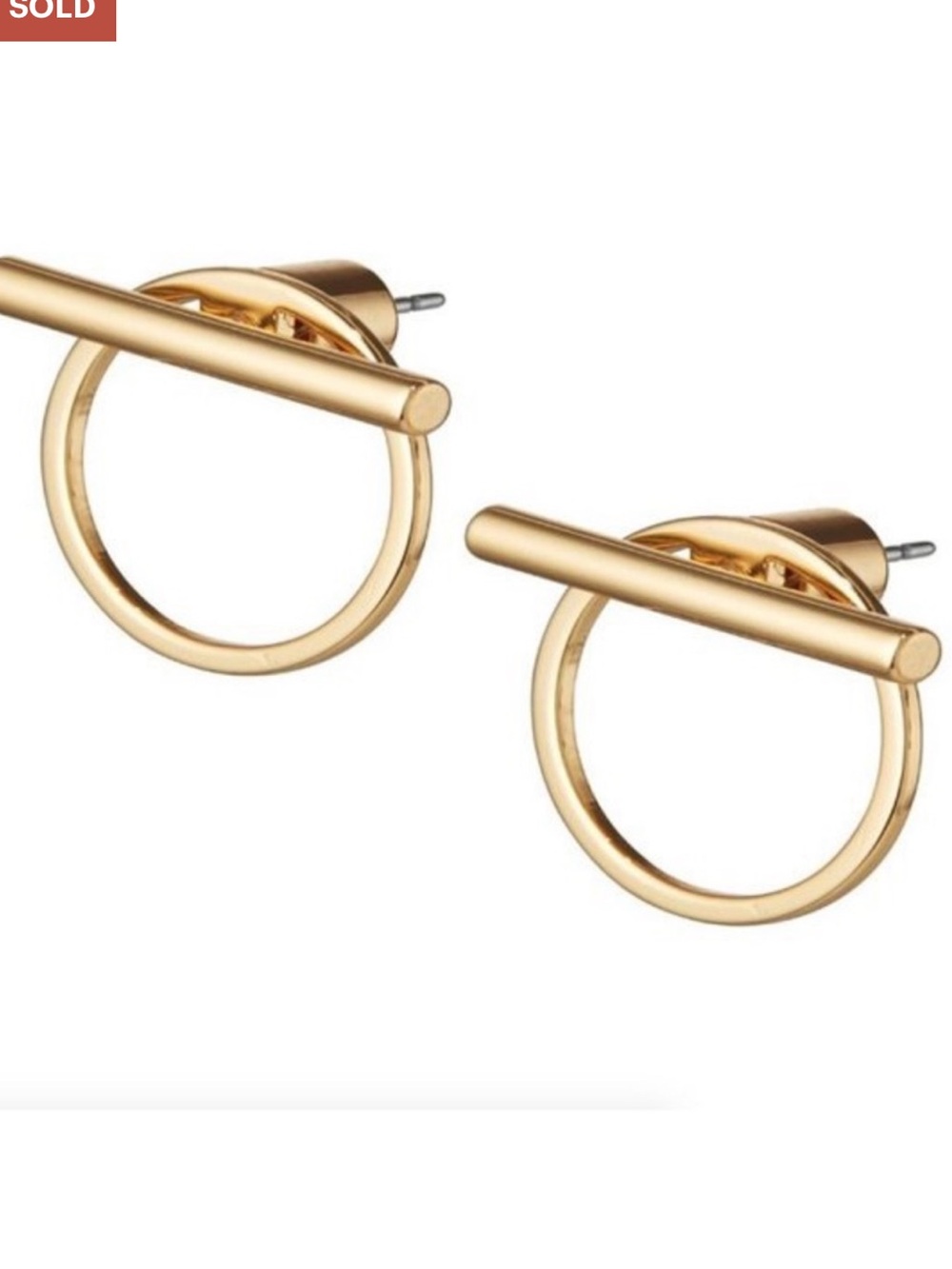 NWOT Jenny Bird Gold Horizontal Bar Hoop Earrings